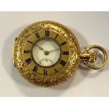 Unsigned - A lady's Swiss 18ct gold half hunter pocket watch,