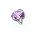 A kunzite and diamond cocktail ring,