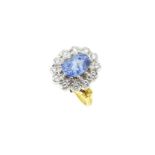 A sapphire and diamond cluster ring,