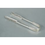 A pair of Victorian silver asparagus tongs by George Unite,