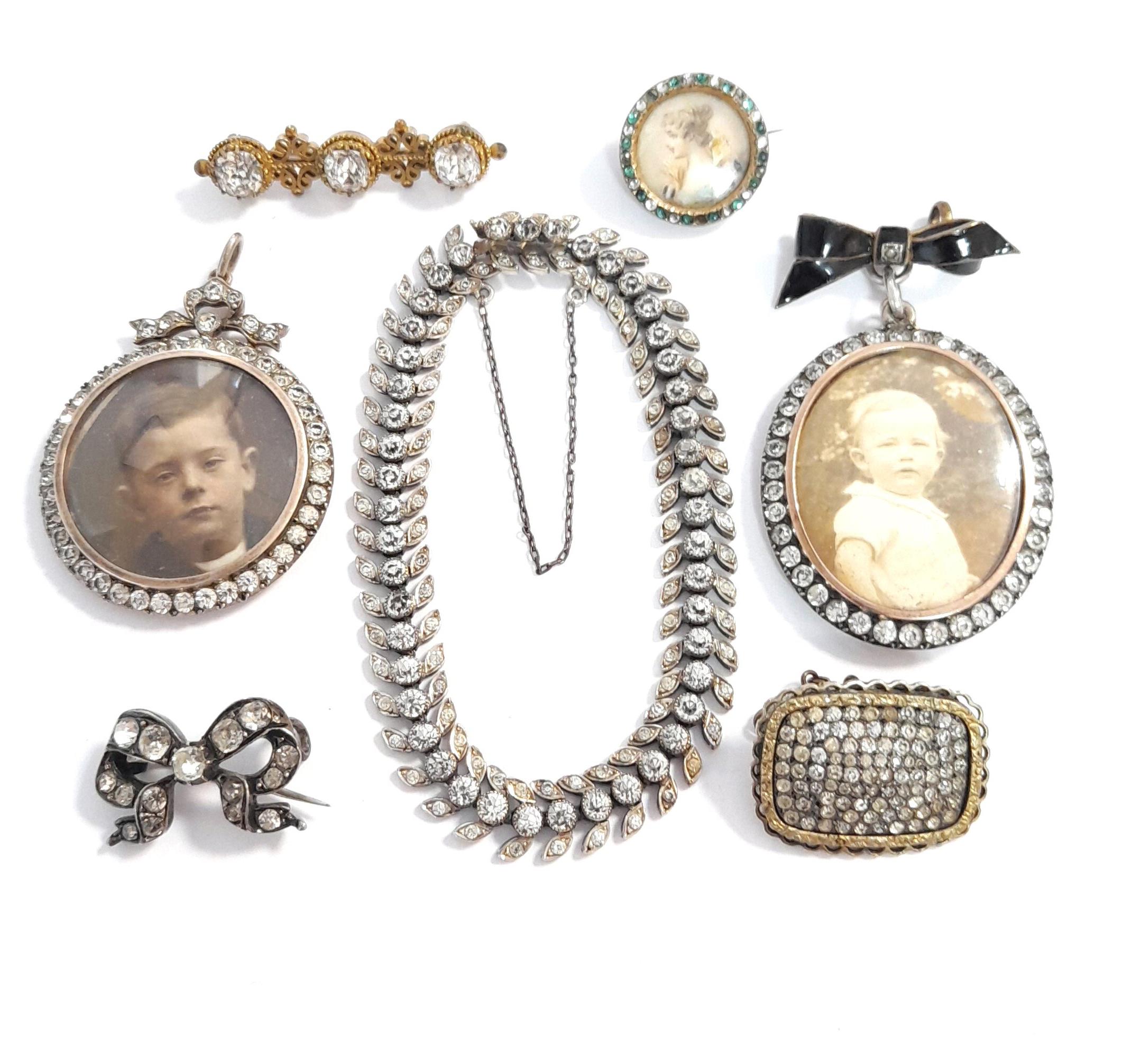 A selection of early 20th century paste jewellery,