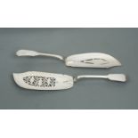 Two George IV silver fish serving blades,