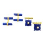 Two pairs of lapis lazuli cufflinks,