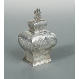 A German metalwares silver tea caddy,