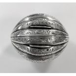 A Victorian silver novelty nutmeg grater by George Unite,