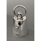 A Victorian silver novelty pepper grinder modelled as a bell weight,