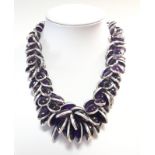 A contemporary amethyst statement necklace,