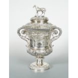 'The Stewards' Silver Cup' - A George IV silver horse-racing trophy cup and cover,