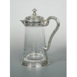 A modern silver mounted glass lemonade jug,