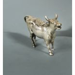 A German metalwares silver semi naturalistic cow creamer,