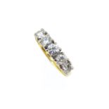 An 18ct gold five stone diamond ring,