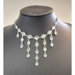 A modern moonstone fringe necklace,
