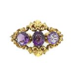 A Victorian amethyst set brooch,