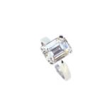 An 18ct white gold emerald cut diamond solitaire ring,