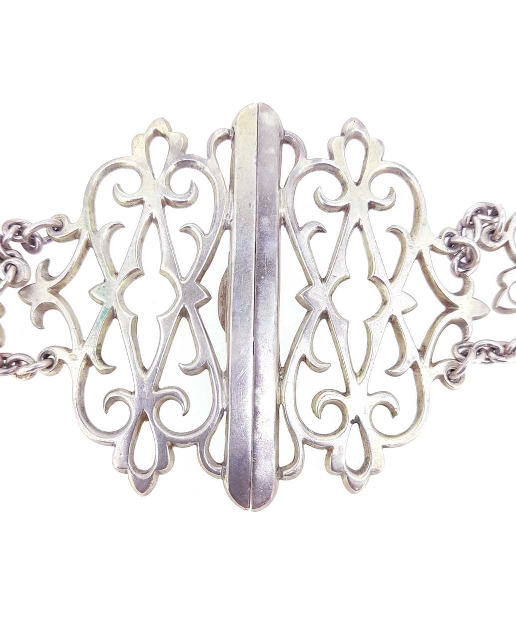 An Edwardian silver belt of pierced links, - Image 3 of 3