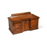 A walnut tea caddy in the form of a sideboard, 19th century,