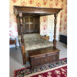 An oak tester bed in the 17th century style, 20th century,