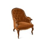 A mid Victorian rosewood show frame armchair,