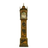 Francis Perigal, London, a fine George III three train lacquer longcase clock,