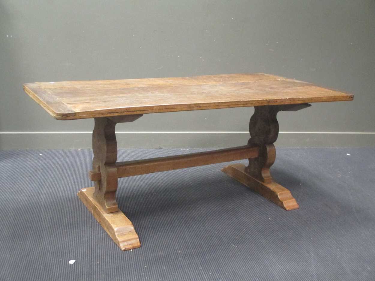 An oak refectory table, - Image 3 of 6