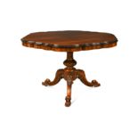 A mid Victorian rosewood tilt top breakfast table of exceptional quality,