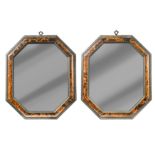 A pair of Dutch octagonal tortoiseshell wall mirrors, 19th century,