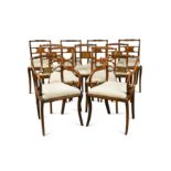 A matched set of eleven Regency rosewood dining chairs,