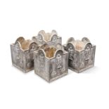 A set of four square lead planters, 20th century,