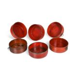 Six similar Regency red lacquer coasters,