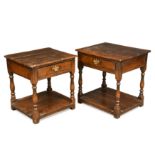 Two similar oak bedside tables, mid 20th century,