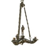 A Colza type bronze ceiling light, early 20th century