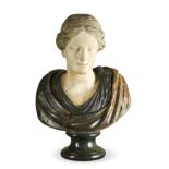 An Italian scagliola and marble classical bust of a maiden, 19th century,