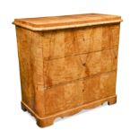 A Beidermeier figured satin birch chest,