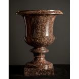 A Swedish porphyry urn, mid 19th century,