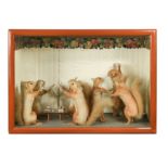 Taxidermy, an anthropomorphic diorama of card playing and dancing Red Squirrels, early 20th century,