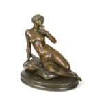 Jean Jacques Pradier (French, 1790 - 1852), a patinated bronze figure of a female nude,