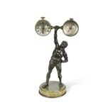 A desk timepiece and barometer modelled as Atlas, circa 1900,