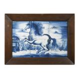 A Delft blue and white panel of six tiles,