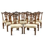 A set of nine George III style mahogany dining chairs, 20th century,