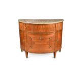 A Louis XVI kingwood parquetry demi-lune commode,