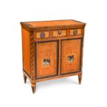 An Italian mahogany and satinwood marquetry commode, 19th century,