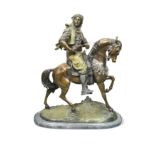 After Antoine-Louis Barye (French, 1795-1875), a bronze model of an Arab on horseback,