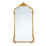 A large Victorian giltwood overmantel mirror,