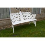 A white painted aluminium garden bench,