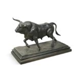 After Pierre-Jules Mene (1878-1961), a large patinated bronze model of a striding bull,