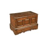 A George III and later oak miniature mule chest,