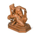 Jean Jacques Pradier (French, 1790 - 1852), a terracotta group of Satyr and Bacchante,