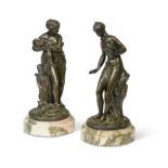 After Etienne Maurice Falconet (French 1716-1791), a pair of bronze figures, 19th century,