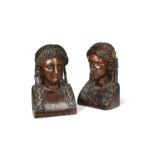 A pair of composition classical busts, 19th century,
