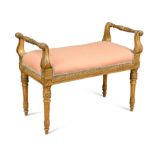 A Louis XVI style carved and giltwood stool, 19th century,